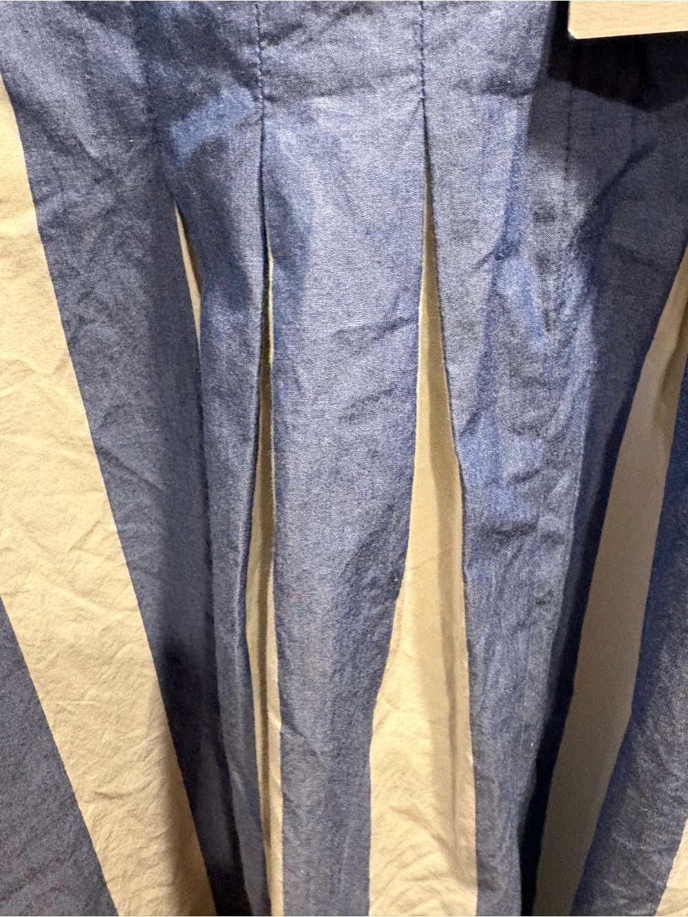 Everlane Blue White Striped poplin maxi caftan with pleats nwt m has pockets - Picture 3 of 13